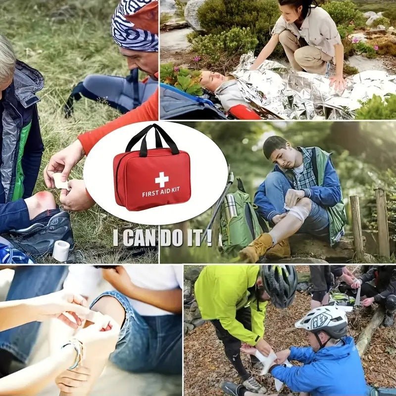 184pcs portable first aid kit with multi-purpose medical supplies for hiking, camping, and outdoor emergency rescue